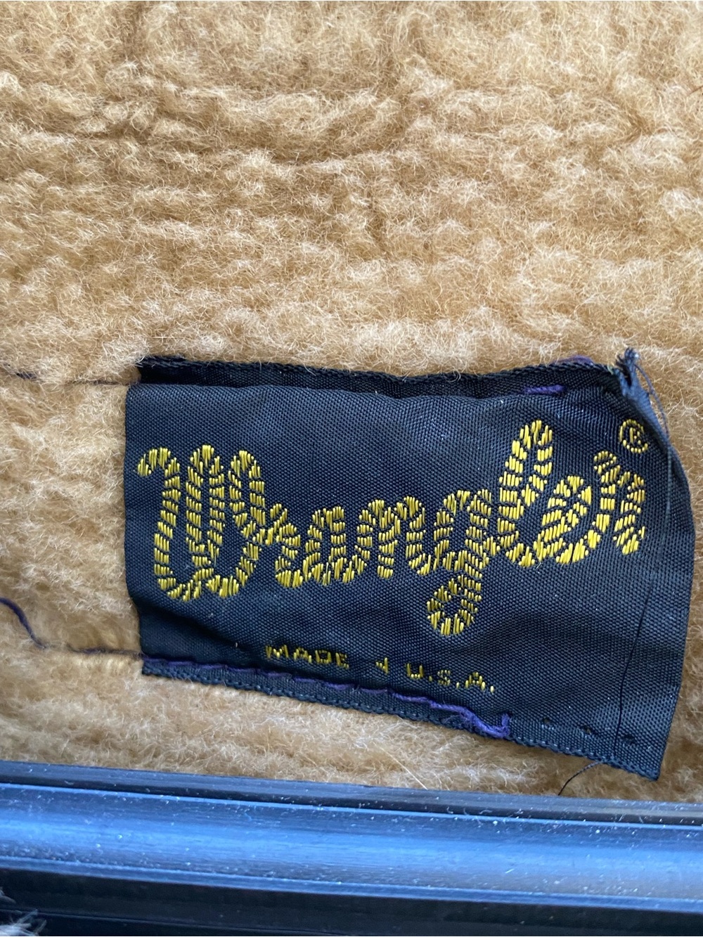 Wrangler Black Label with Gold Script on Tan Sherpa - Picture 2 of 3